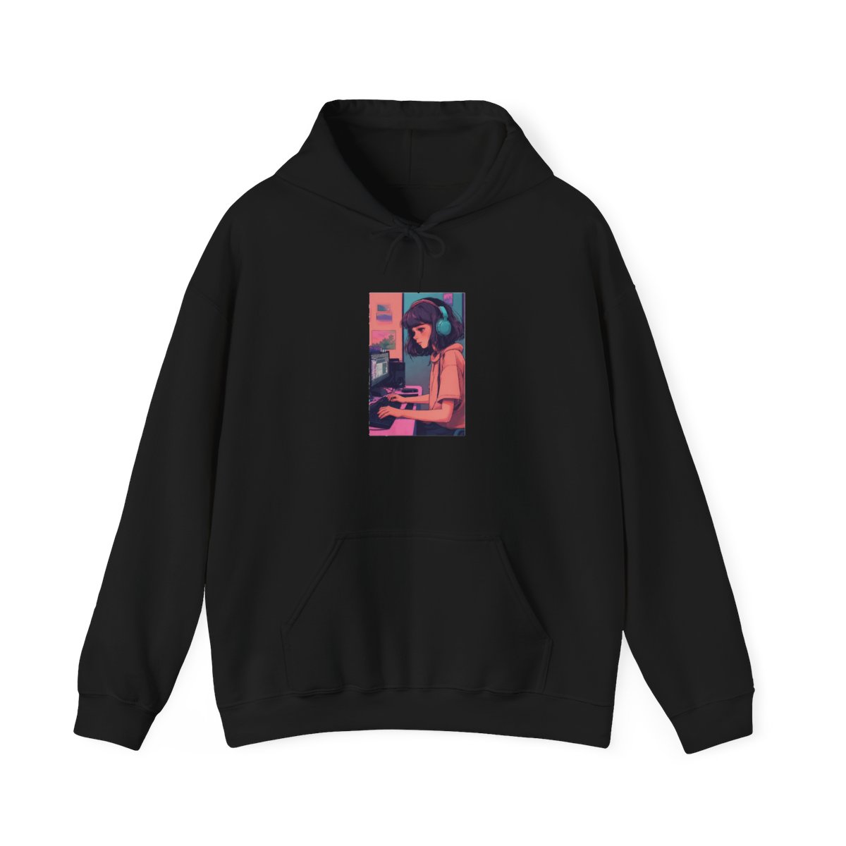 lofi girl on her computer - Lofi Girl official hoodies merch